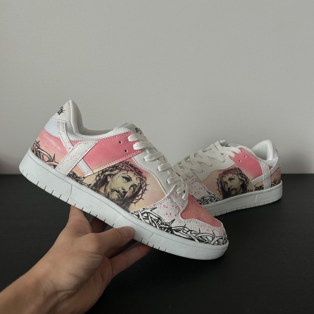 Kito Wares Passion Of Christ SB Dunk Low Sneakers Size 10 White Resurrected Day